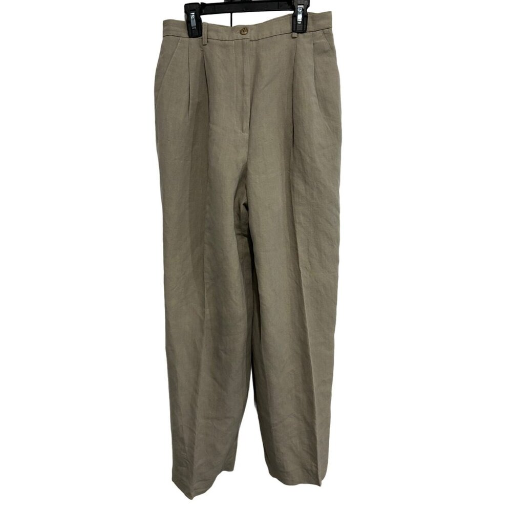 Vintage Cache Womens Pleated Wide Leg Linen Blend Pants Size 8